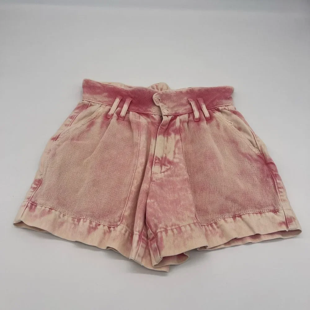 Free People Pink Acid Wash Shorts